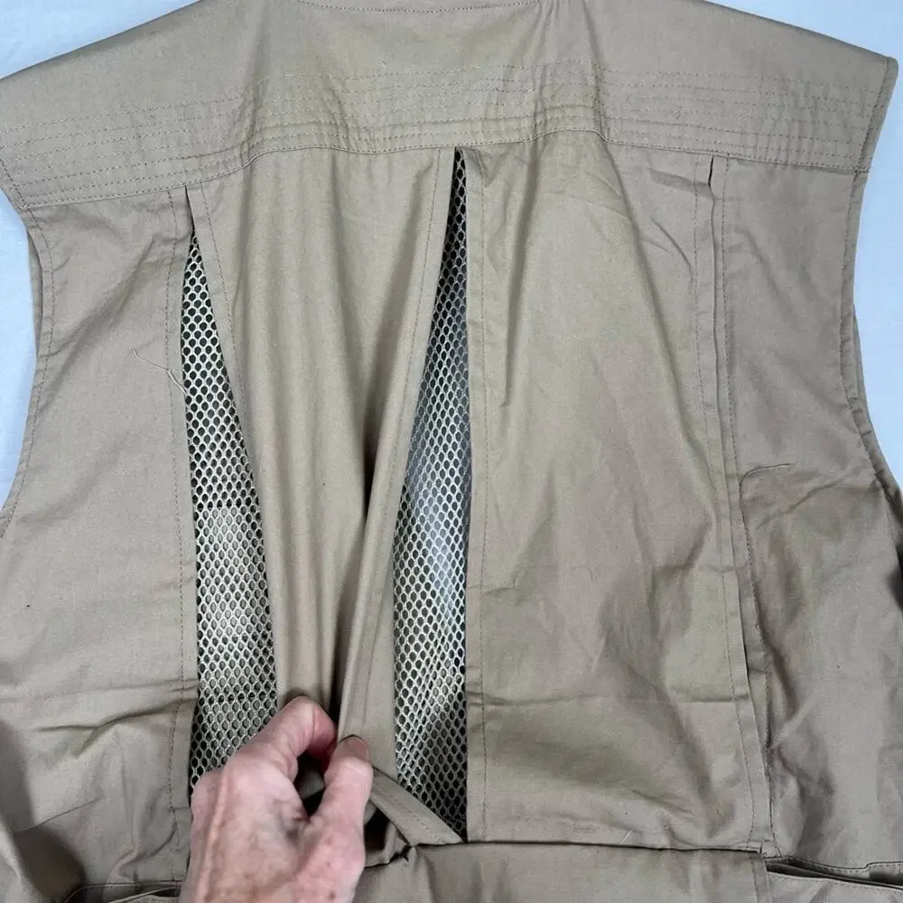 Rothco Utility Vest Mens Medium Tan Fly Fishing Hunting Tactical Multi Pocket